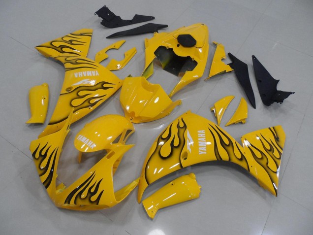 Amarillo Negro Llama Carenado Moto Yamaha R1 09-11 Amarillo Negro Llama Carenado Moto Yamaha R1 09-11