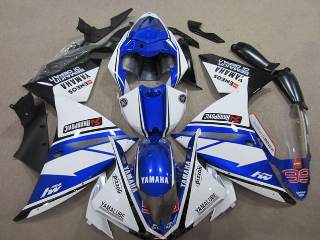 Azul Blanco ABS Moto Plástica Yamaha R1 12-14 Azul Blanco ABS Moto Plástica Yamaha R1 12-14