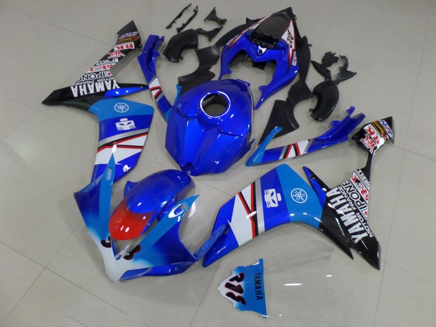 Azul Blanco Negro Pegatinas Carenado Moto Yamaha R1 07-08 Azul Blanco Negro Pegatinas Carenado Moto Yamaha R1 07-08