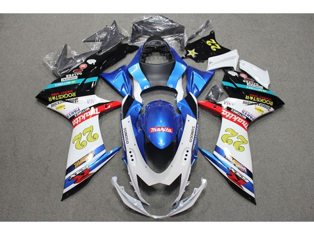 Azul Blanco Rojo Rockstar 22 Carenado Moto Suzuki GSXR 600 K11 11-21 Azul Blanco Rojo Rockstar 22 Carenado Moto Suzuki GSXR 600 K11 11-21