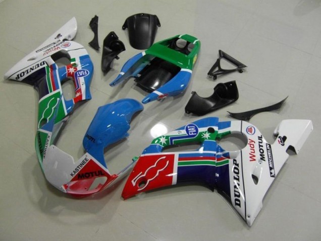 Azul Blanco Verde Rojo Wudy Motul Dunlop Carenado Moto Yamaha R6 98-02 Azul Blanco Verde Rojo Wudy Motul Dunlop Carenado Moto Yamaha R6 98-02