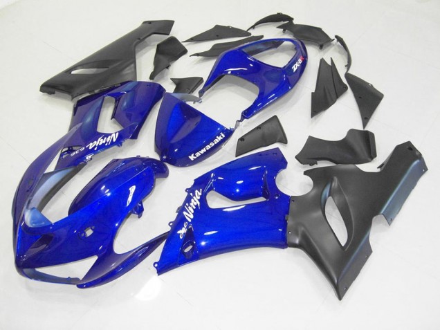 Azul Negro Kit Carenado Moto Kawasaki ZX6R 05-06 Azul Negro Kit Carenado Moto Kawasaki ZX6R 05-06