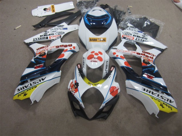 Blanco Azul Oscuro Dog Carenado Moto Suzuki GSXR 1000 K7 07-08 Blanco Azul Oscuro Dog Carenado Moto Suzuki GSXR 1000 K7 07-08