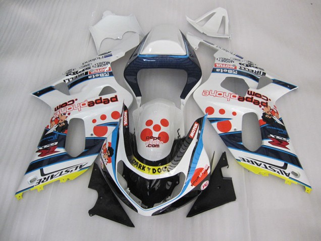 Blanco Azul Oscuro Dog Carenado Moto Suzuki GSXR 600 K1 K2 K3 01-03