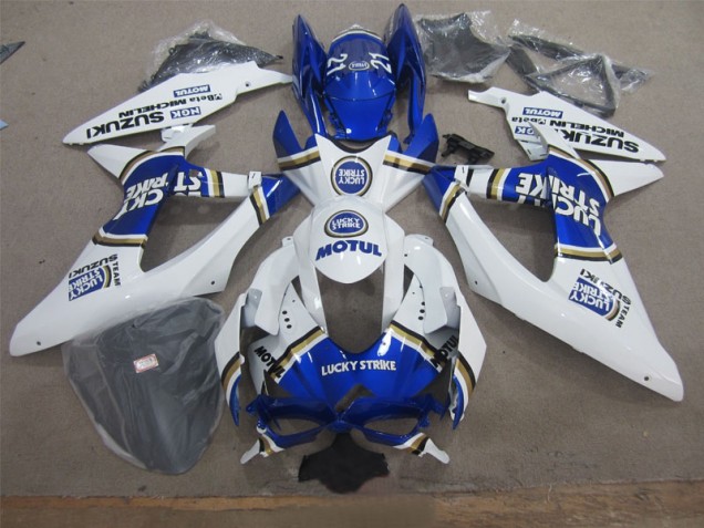 Blanco Lucky Strike Azul Motul Carenado Moto Suzuki GSXR 600 K8 08-10 Blanco Lucky Strike Azul Motul Carenado Moto Suzuki GSXR 600 K8 08-10