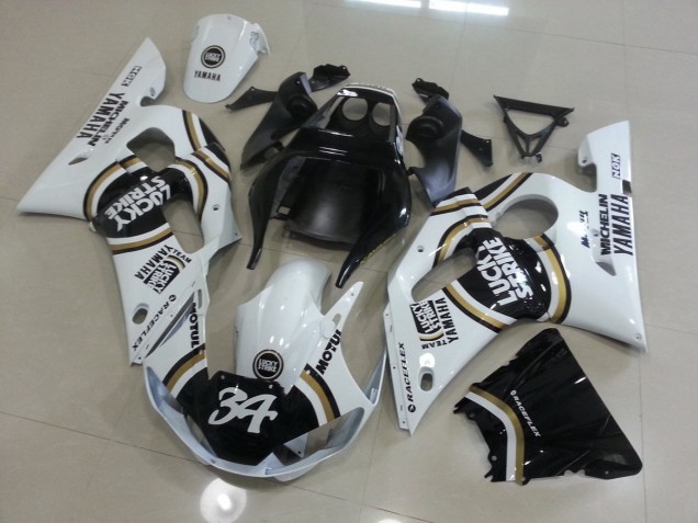 Blanco Negro Carenado Moto Yamaha R6 98-02 Blanco Negro Carenado Moto Yamaha R6 98-02