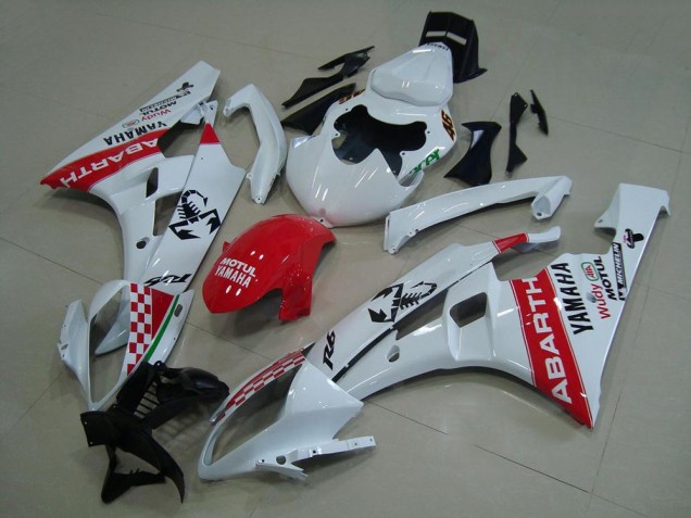 Blanco Rojo Abarth Carenado Moto Yamaha R6 06-07 Blanco Rojo Abarth Carenado Moto Yamaha R6 06-07