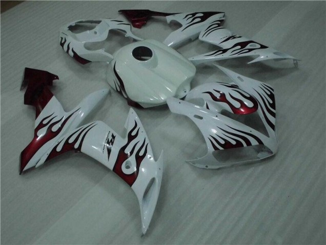 Blanco Rojo Llama Carenado Moto Yamaha R1 04-06 Blanco Rojo Llama Carenado Moto Yamaha R1 04-06