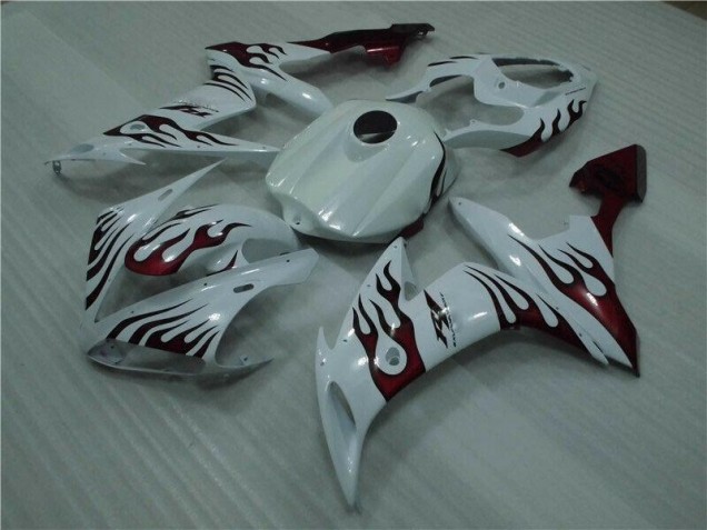 Blanco Rojo Llama Carenado Moto Yamaha R1 04-06 Blanco Rojo Llama Carenado Moto Yamaha R1 04-06