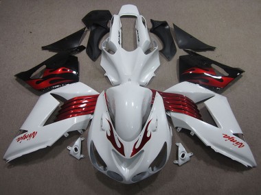 Blanco Rojo Ninja Carenado Moto Kawasaki ZX14R ZZR 1400 06-11
