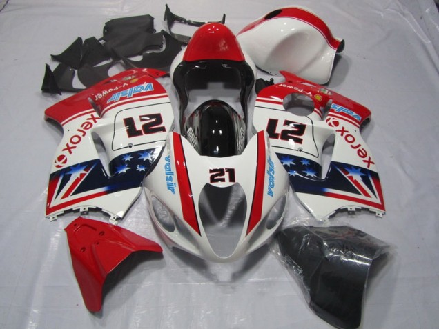 Blanco Rojo Xerox 21 Carenado Moto Suzuki GSXR 1300 Hayabusa 96-07 Blanco Rojo Xerox 21 Carenado Moto Suzuki GSXR 1300 Hayabusa 96-07