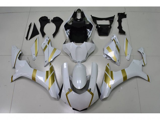 Blanco con Oro Calcomanía Carenado Moto Yamaha R1 15-19 Blanco con Oro Calcomanía Carenado Moto Yamaha R1 15-19