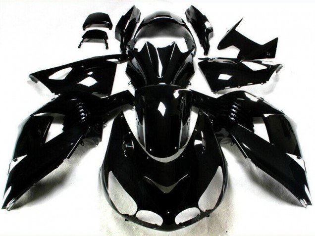 Brillante Negro Carenado Moto Kawasaki ZX14R ZZR 1400 06-11 Brillante Negro Carenado Moto Kawasaki ZX14R ZZR 1400 06-11