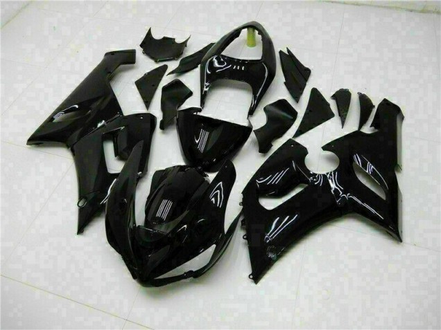 Brillante Negro Carenado Moto Kawasaki ZX6R 05-06 Brillante Negro Carenado Moto Kawasaki ZX6R 05-06