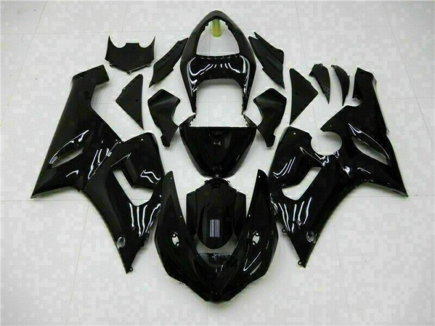 Brillante Negro Carenado Moto Kawasaki ZX6R 05-06 Brillante Negro Carenado Moto Kawasaki ZX6R 05-06