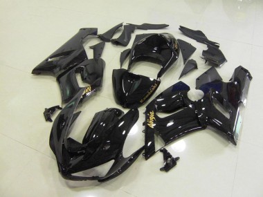 Brillante Negro Oro Calcomanías Carenado Moto Kawasaki ZX6R 05-06