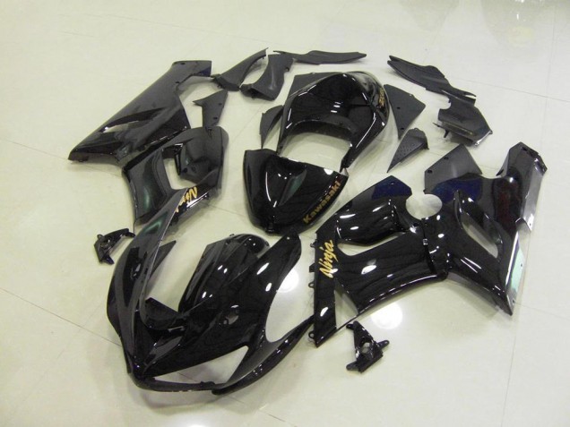 Brillante Negro Oro Calcomanías Carenado Moto Kawasaki ZX6R 05-06 Brillante Negro Oro Calcomanías Carenado Moto Kawasaki ZX6R 05-06
