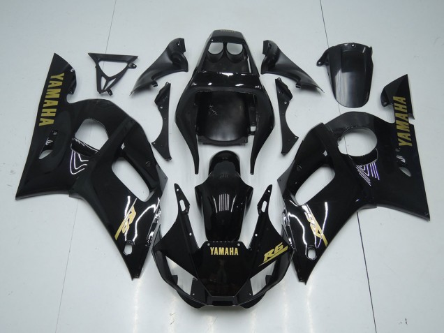 Brillante Negro Oro Pegatinas Carenado Moto Yamaha R6 98-02 Brillante Negro Oro Pegatinas Carenado Moto Yamaha R6 98-02