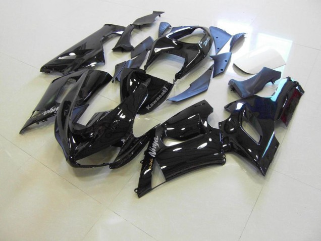Brillante Negro Plata Calcomanías Carenado Moto Kawasaki ZX6R 05-06