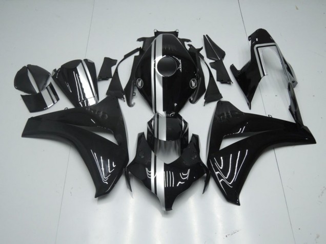 Brillante Negro con Plata Raya Carenado Moto Honda CBR 1000 RR 08-11 Brillante Negro con Plata Raya Carenado Moto Honda CBR 1000 RR 08-11