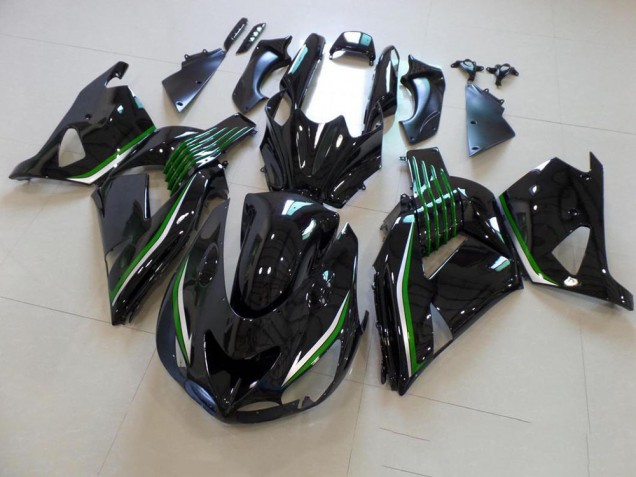 Brillante Negro con Verde Line Carenado Moto Kawasaki ZX14R ZZR 1400 06-11 Brillante Negro con Verde Line Carenado Moto Kawasaki ZX14R ZZR 1400 06-11