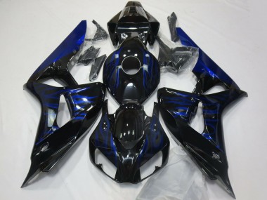 Carenado Moto Honda CBR1000RR 2006-2007 - Negro Brillante Azul Llama