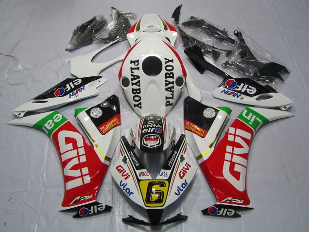 Carenado Moto Honda CBR1000RR 2012-2016 - Blanco Rojo Verde Givi PlayBoy