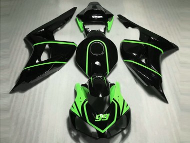 Carenado Moto Honda CBR1000RR 2006-2007 - Negro Brillante Alta Visibilidad Verde