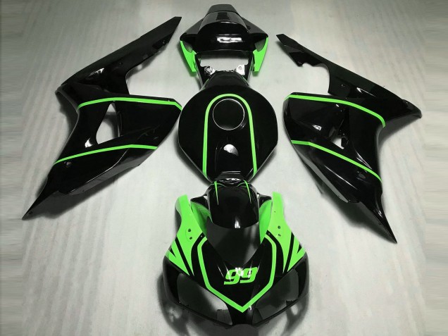 Carenado Moto Honda CBR1000RR 2006-2007 - Negro Brillante Alta Visibilidad Verde