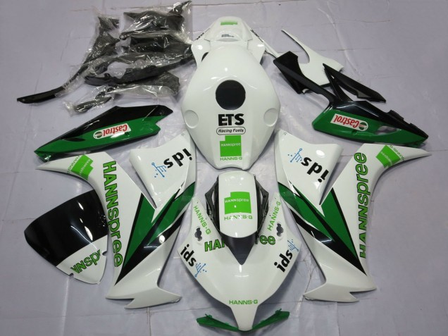 Carenado Moto Honda CBR1000RR 2012-2016 - Blanco Verde Negro Brillante Hannspree Castrol