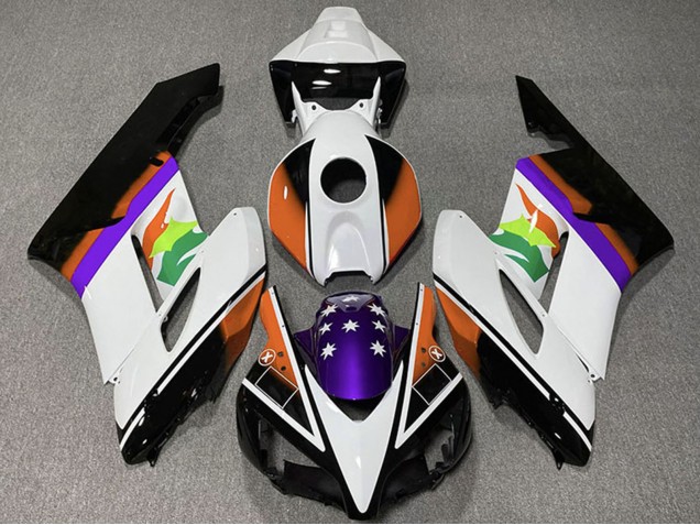 Carenado Moto Honda CBR1000RR 2004-2005 - Blanco Naranja Púrpura Negro Brillante Estrella