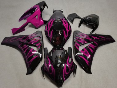 Carenado Moto Honda CBR1000RR 2008-2011 - Negro Brillante Rosa Llama