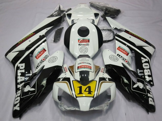 Carenado Moto Honda CBR1000RR 2004-2005 - Blanco Negro Brillante Amarillo Playboy 14