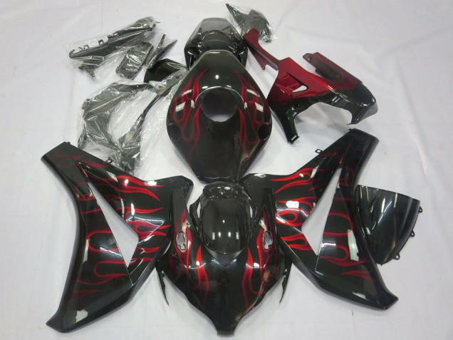 Carenado Moto Honda CBR1000RR 2008-2011 - Negro Brillante Rojo Llama