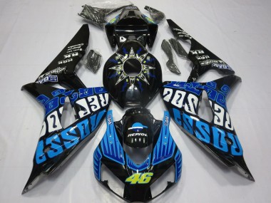 Carenado Moto Honda CBR1000RR 2006-2007 - Negro Brillante Azul Rossi 46