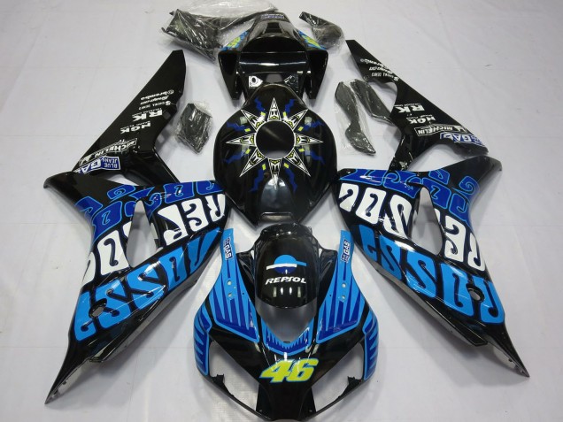 Carenado Moto Honda CBR1000RR 2006-2007 - Negro Brillante Azul Rossi 46