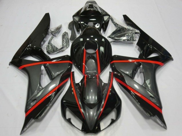 Carenado Moto Honda CBR1000RR 2006-2007 - Negro Brillante Gris Rojo