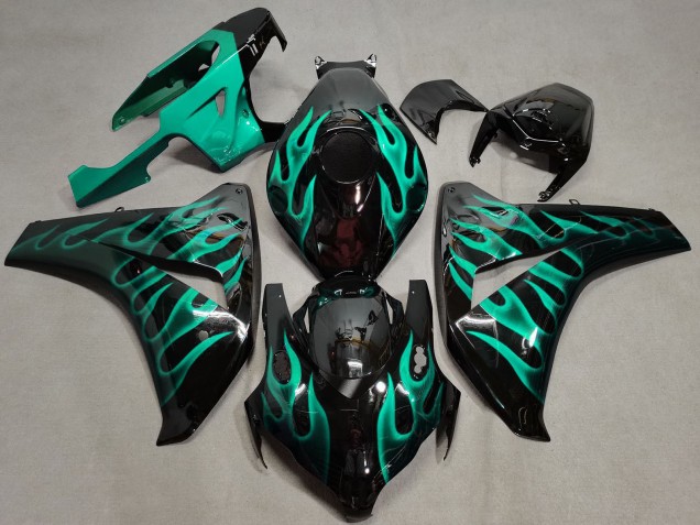 Carenado Moto Honda CBR1000RR 2008-2011 - Negro Brillante Verde Llama