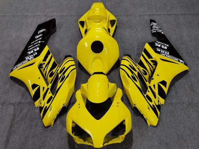 Carenado Moto Honda CBR1000RR 2004-2005 - Amarillo Negro Brillante Llama