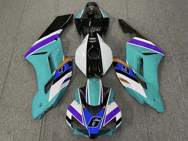 Carenado Moto Honda CBR1000RR 2004-2005 - Blanco Azul Verdoso Púrpura Negro 6