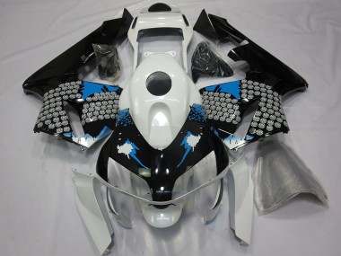 Carenado Moto Honda CBR600RR 2003-2004 - Blanco Azul Negro Brillante Splatter