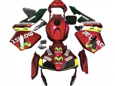 Carenado Moto Honda CBR600RR 2003-2004 - Rojo Amarillo Verde MoviStar