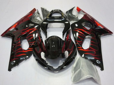Carenado Moto Suzuki GSXR 600 / GSXR 750 2001-2003 - Negro Brillante Rojo Llama