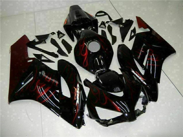 Carenado Moto Honda CBR1000RR 2004-2005 - Negro Brillante Rojo Llama