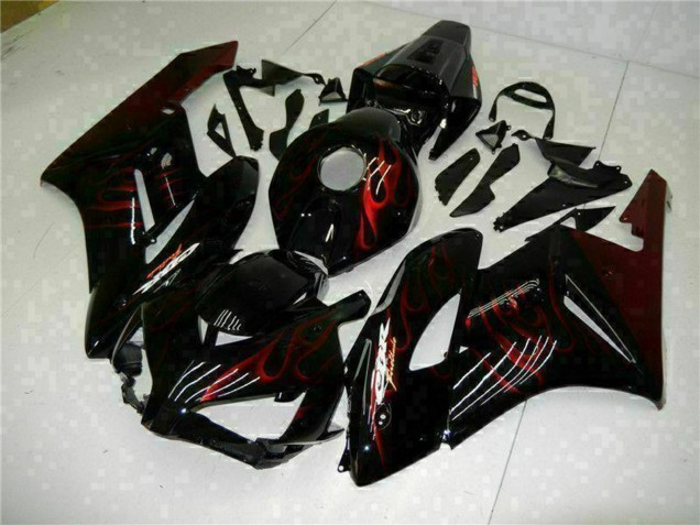 Carenado Moto Honda CBR1000RR 2004-2005 - Negro Brillante Rojo Llama