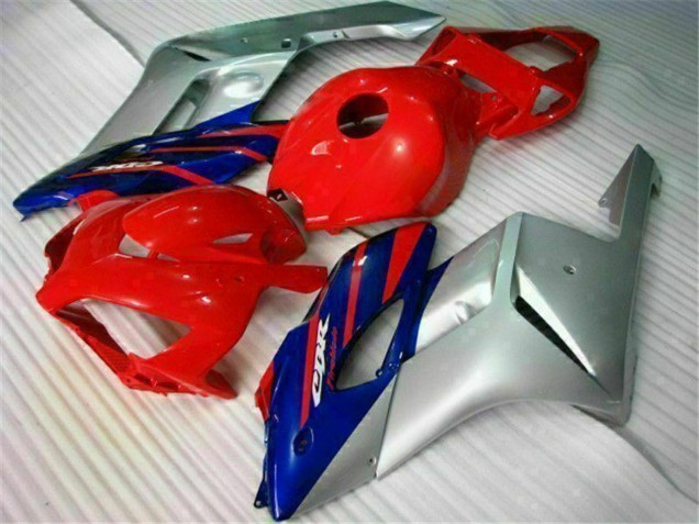 Carenado Moto Honda CBR1000RR 2004-2005 - Plata Rojo Azul Negro Raya