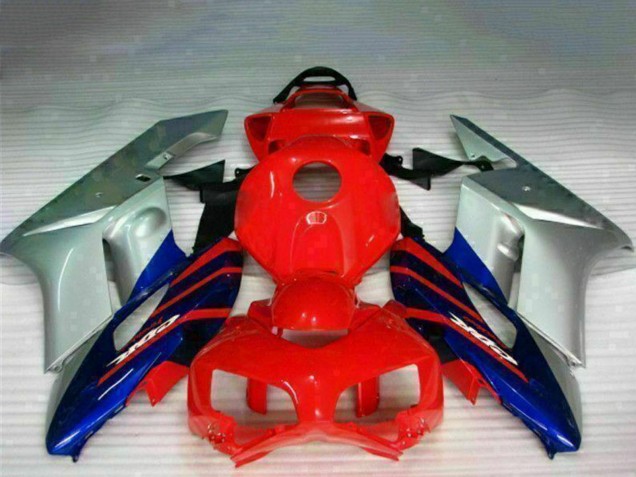 Carenado Moto Honda CBR1000RR 2004-2005 - Plata Rojo Azul Negro Raya