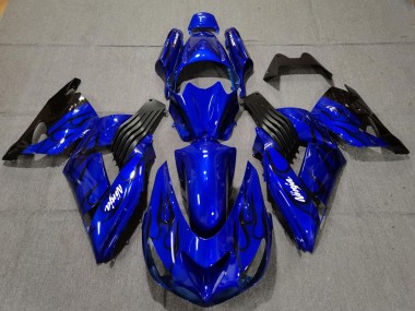 Carenado Moto Kawasaki ZX14R 2006-2011 - Azul Negro Llama