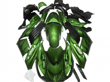 Carenado Moto Kawasaki ZX14R 2006-2011 - Verde Negro Llama