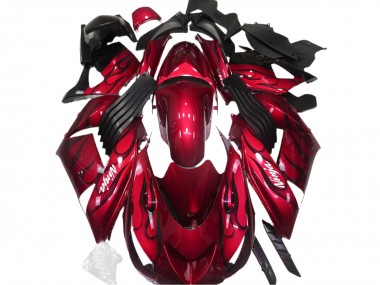 Carenado Moto Kawasaki ZX14R 2006-2011 - Rojo Negro Llama Blanco Ninja